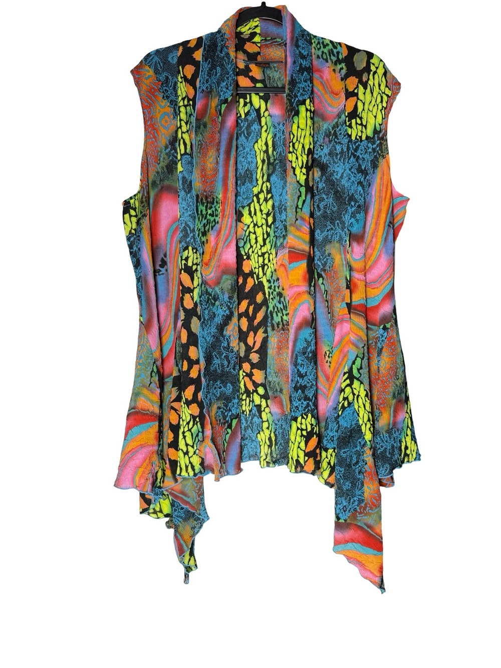 Pleats Collection Open Front Top Medium Drape Artsy Abstract Colorful Festival